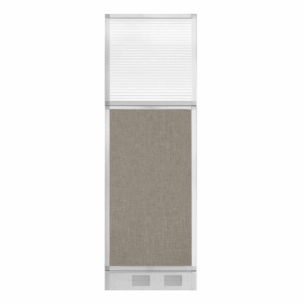 Hush Panel Cubicle Partition 2' x 6' W/ Warm Pebble Fabric Clear Fluted Window W/Cable Channel